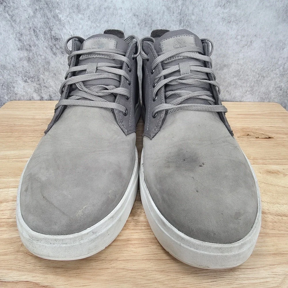 Timberland Davis Square Chukka Boots Mens 11.5 Gray Suede Lace Up Shoes A1SES*